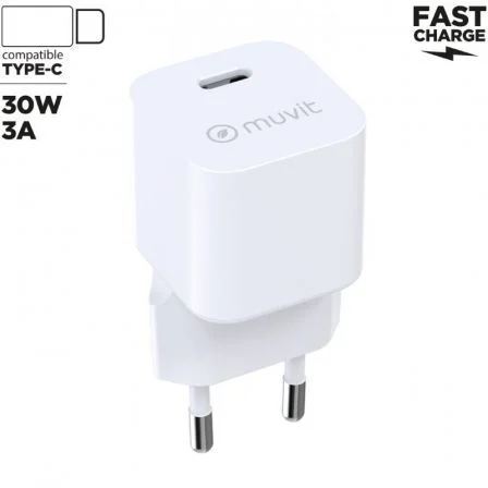 Muvit For Change Cargador de Pared 30W con 1 Puerto USB-C MCACC0047